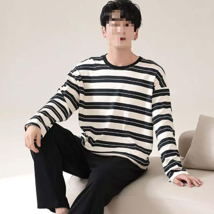 お洒落 紳士 ボーダー柄 パジャマ 長袖 Tシャツ ジュニア メンズ 薄手