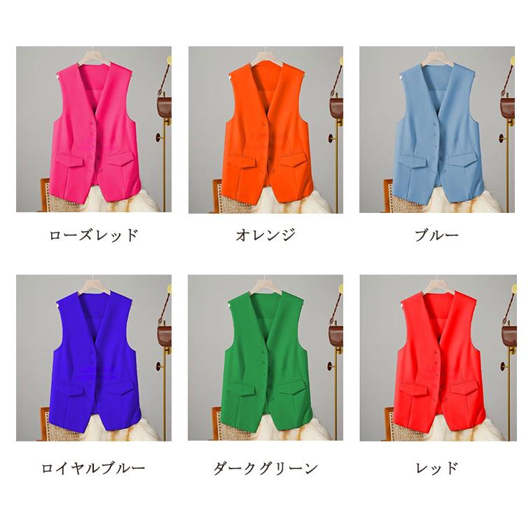 無地 ジレ ノーカラー ノースリーブ Vネック フォーマル ショート丈