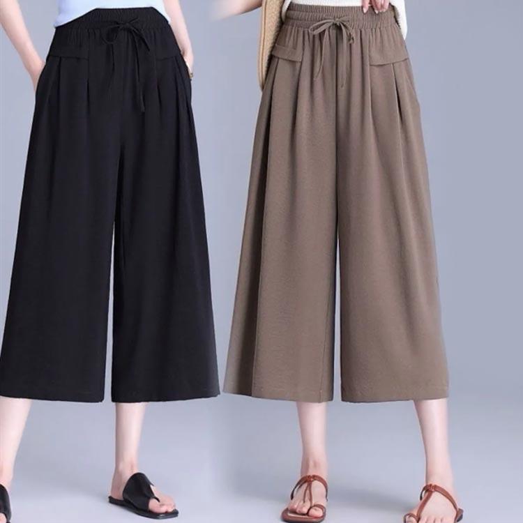 ボトムス 薄手 レディース 冷感 脚長 七分丈 ハイウエスト 春夏