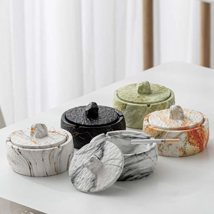 大容量 iqos灰皿 蓋付き フタ付 洗える 大理石風 はいざら 丸 灰皿