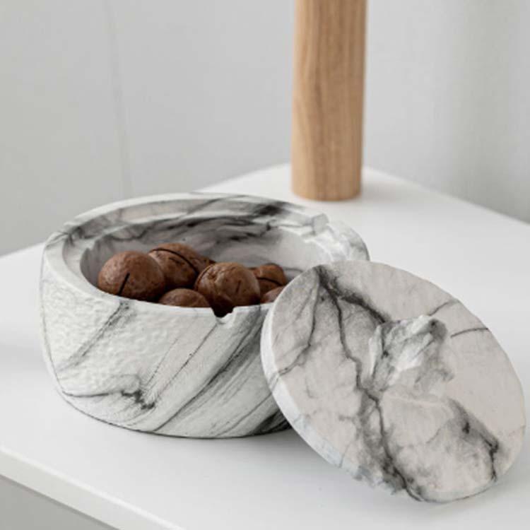 大容量 iqos灰皿 蓋付き フタ付 洗える 大理石風 はいざら 丸 灰皿