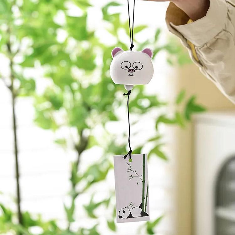 風鈴 かわいい 夏の風物詩 節電対策 陶器 ドアチャイム パンダ柄 エコ