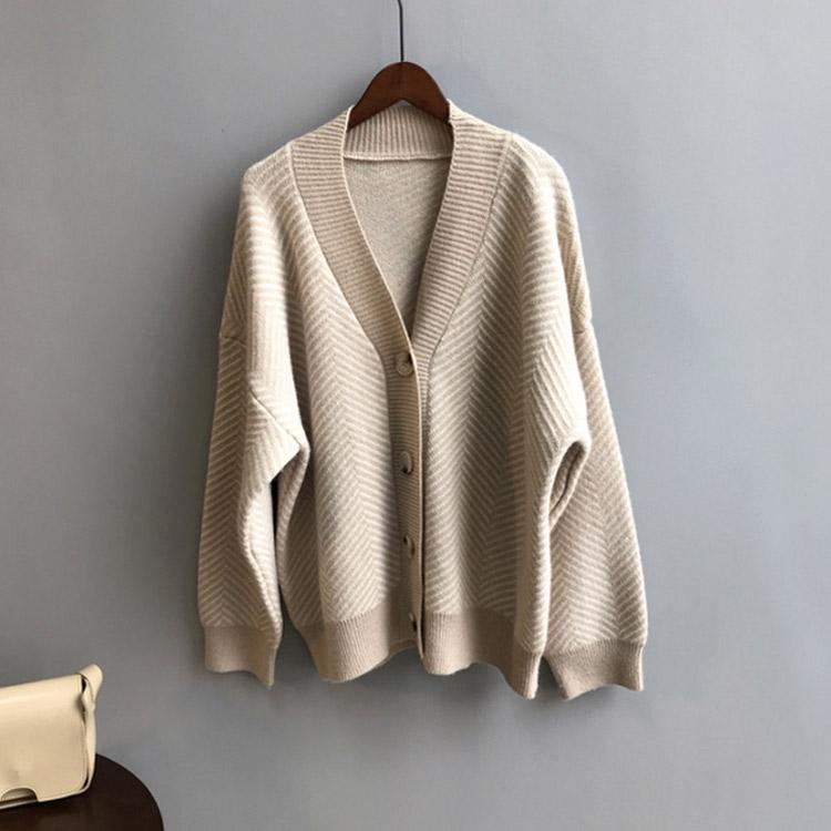ニットカーディガン レディース 春 秋冬 ゆったり ストライプ ロング