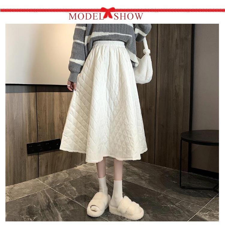スカート キルティング レディース ダウン フレアスカート ミモレ丈