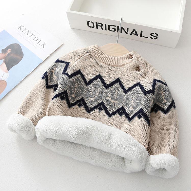 ノルウェー伝統セーター　　トナカイ　子供用10号サイズ ニット セーター キッズ 子供服 裏起毛 暖かい ノルディック柄