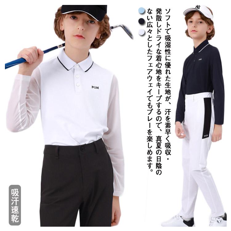 UVカット ゴルフウェア ポロシャツ ジュニア キッズ 男の子 子供 長袖