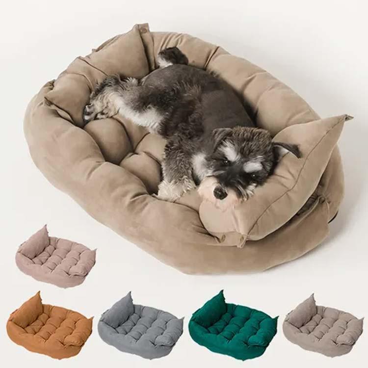 3way ペットベッド ベッド 犬 猫 角型 枕付き 夏 春 秋 冬 クッション