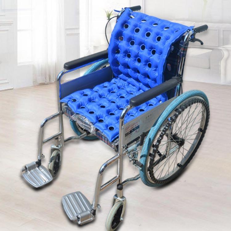 自走・介護兼用車椅子 転倒防止機能 フットレスト開閉　褥瘡防止エアクッション付 介護用品 エアークッション 55穴 通気性 腰痛対策 車いす 低反発