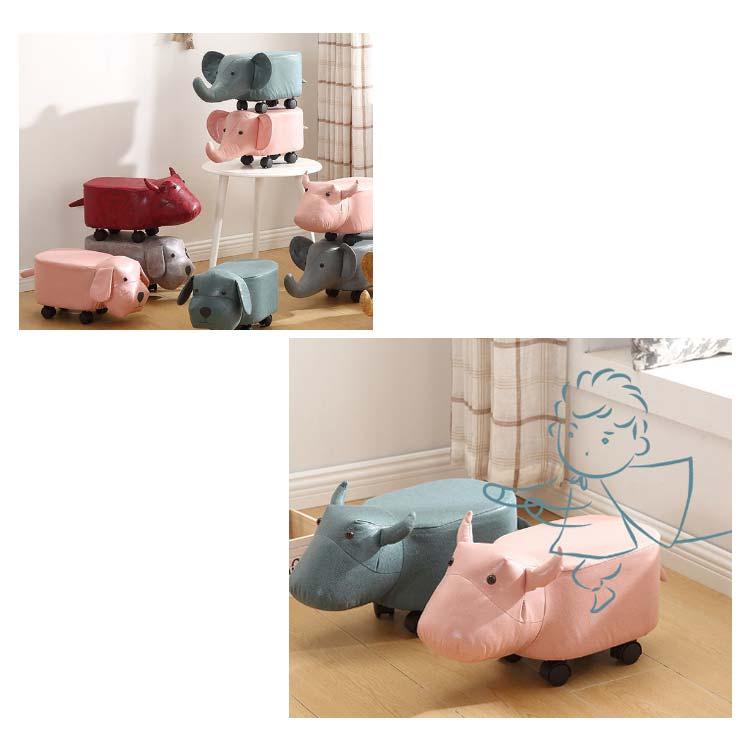 アニマルスツール サイ オットマン 玄関 椅子 キャスター付き 動物