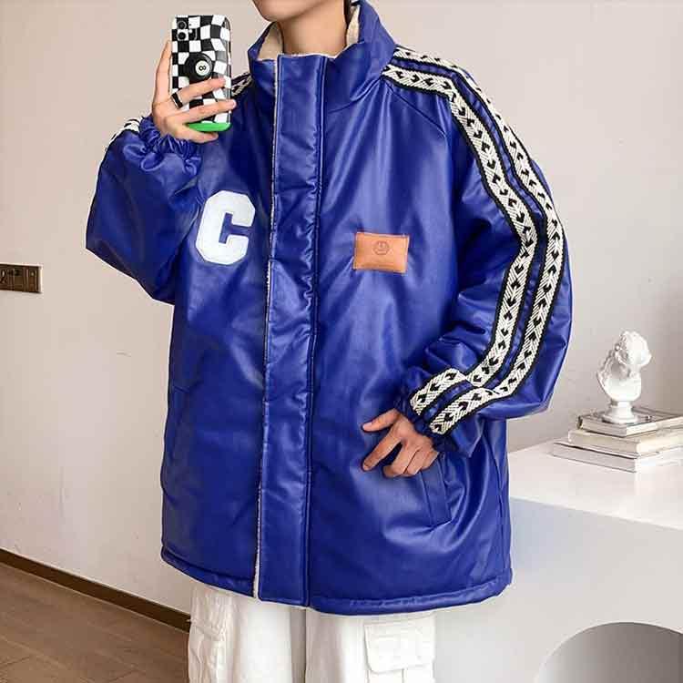 リバーシブル ボアブルゾン レザージャケット 裏ボア ジャケット 