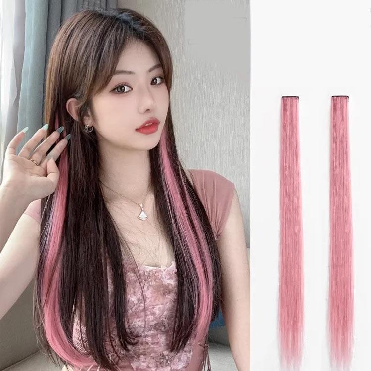 ロング 水色 カラー ウィッグ 緑 クリップ 部分ウィッグ つけ毛