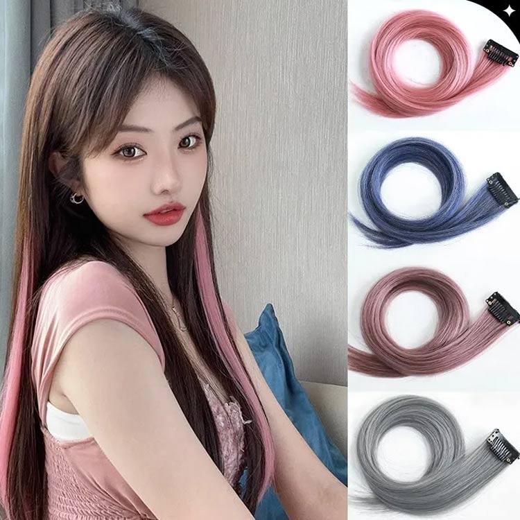 ロング 水色 カラー ウィッグ 緑 クリップ 部分ウィッグ つけ毛