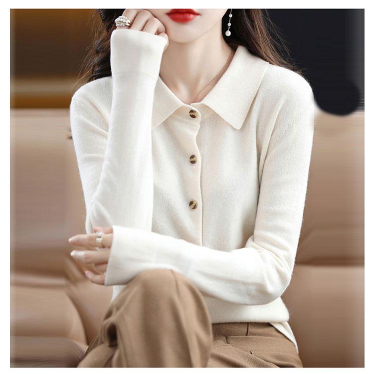 前開きシャツデザイン ニットセーター カジュアル 厚手 秋冬 ニット