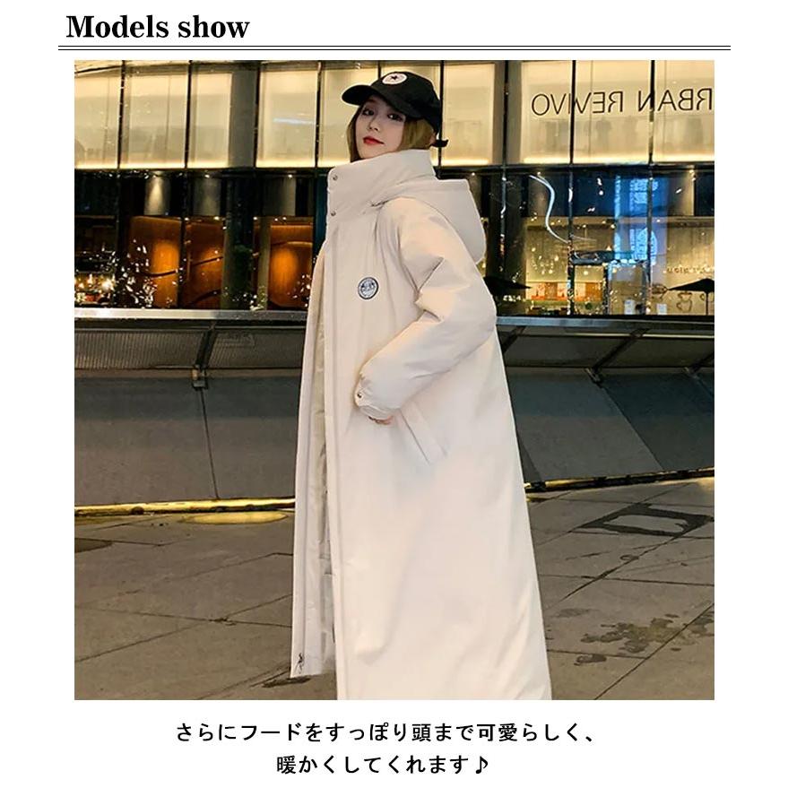 ダウンジャケット アウター 超ロング 秋 フード付 中綿ジャケット 