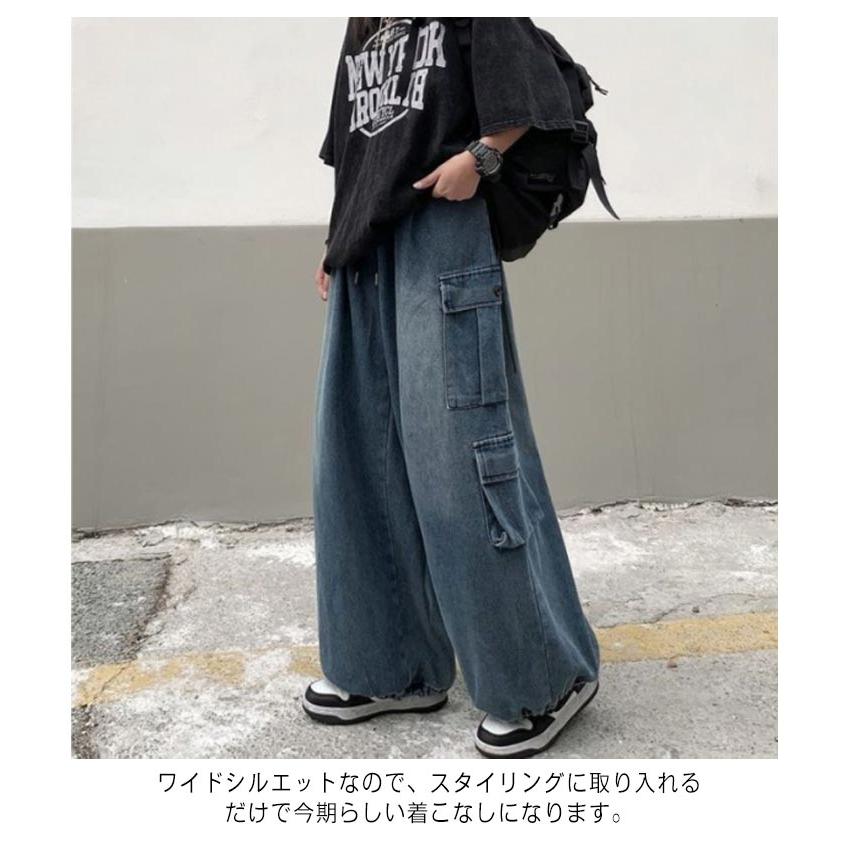 デニム カーゴパンツ メンズ デニムパンツ 大きいサイズ ゆったり 
