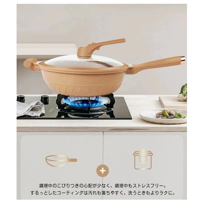 くっつかないフライパン 陶土 料理 圧力鍋 蓋付き せいろ付き 直火