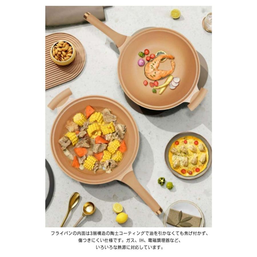 くっつかないフライパン 陶土 料理 圧力鍋 蓋付き せいろ付き 直火