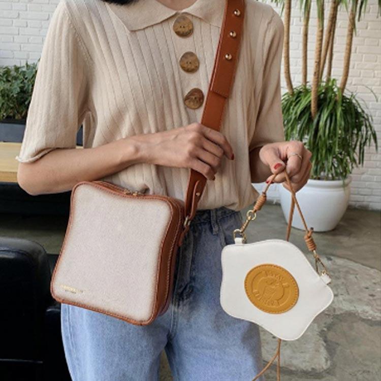 おもしろグッズ 食パン ショルダーバッグ 目玉焼きポーチ付き トースト