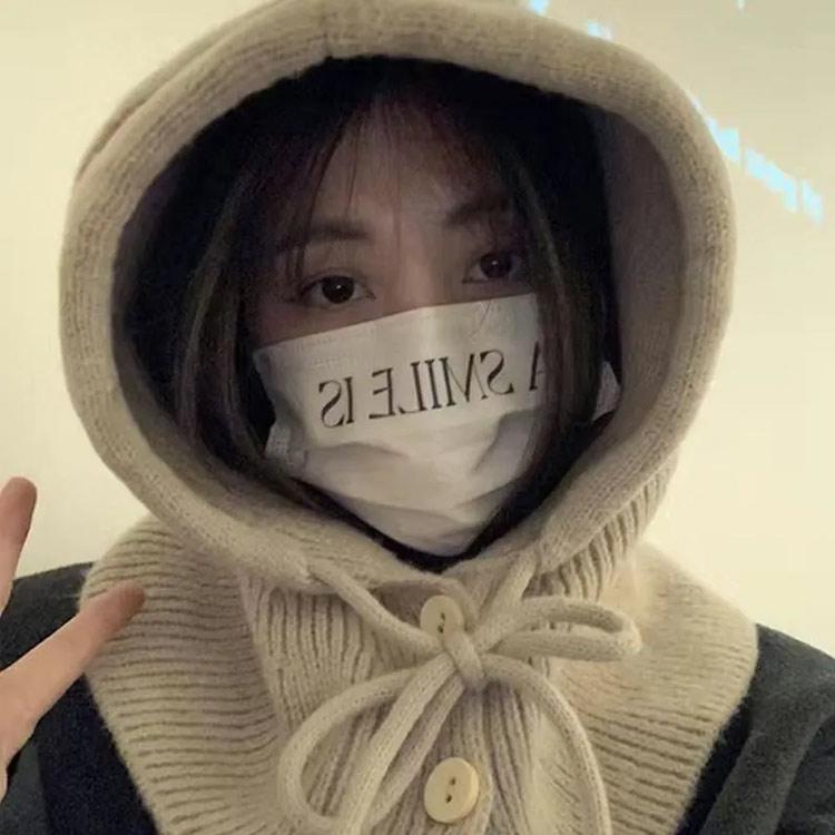 バラクラバ レディース ニット ネックウォーマー フード付きネック