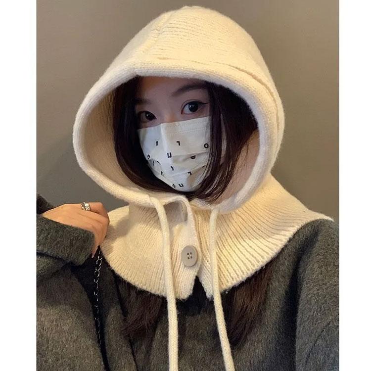 バラクラバ レディース ニット ネックウォーマー フード付きネック