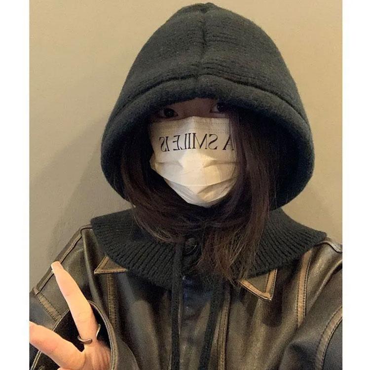 バラクラバ レディース ニット ネックウォーマー フード付きネック