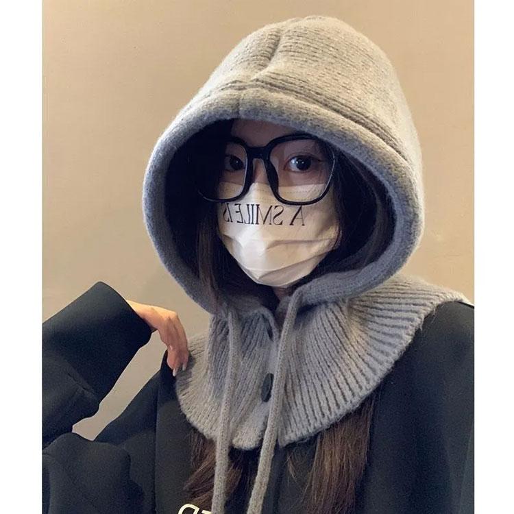 バラクラバ レディース ニット ネックウォーマー フード付きネック