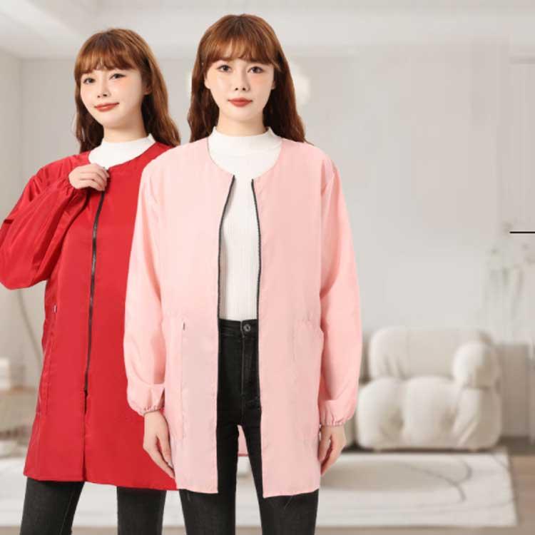 かっぽうぎ 割烹着 スモック エプロン 撥水 防水 ジップアップ