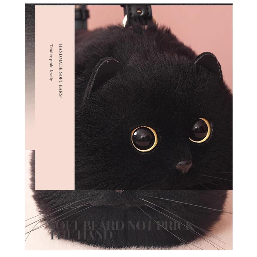 ネコ型トートバッグ ふわふわ エコファー ネコ好き ネコグッズ 猫