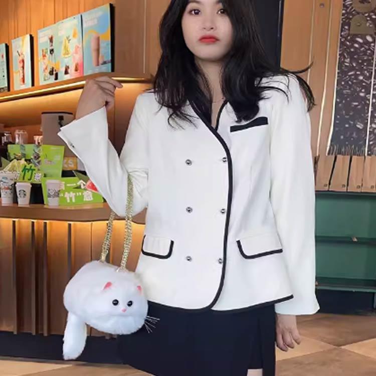 ネコ型トートバッグ ふわふわ エコファー ネコ好き ネコグッズ 猫