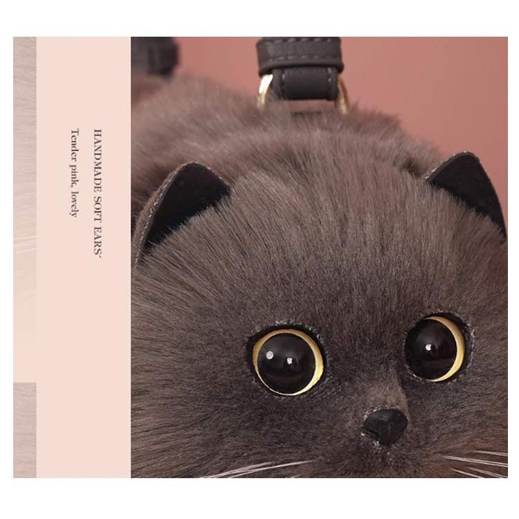 ネコ型トートバッグ ふわふわ エコファー ネコ好き ネコグッズ 猫