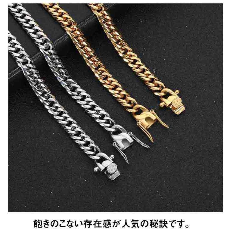 喜平チェーンネックレス メンズ ステンレス ゴールド 太い 6面 太め 18 