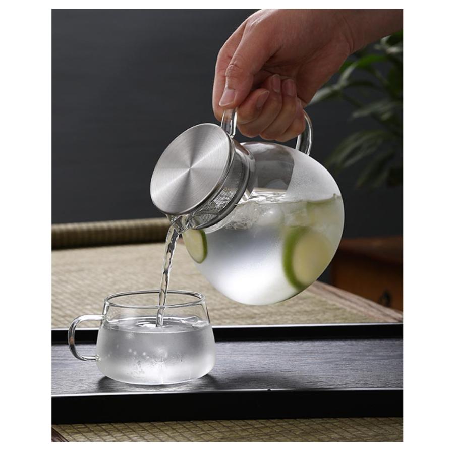ティーポット 耐熱ガラス ステンレス蓋 茶こし付き 1000ml コーヒー