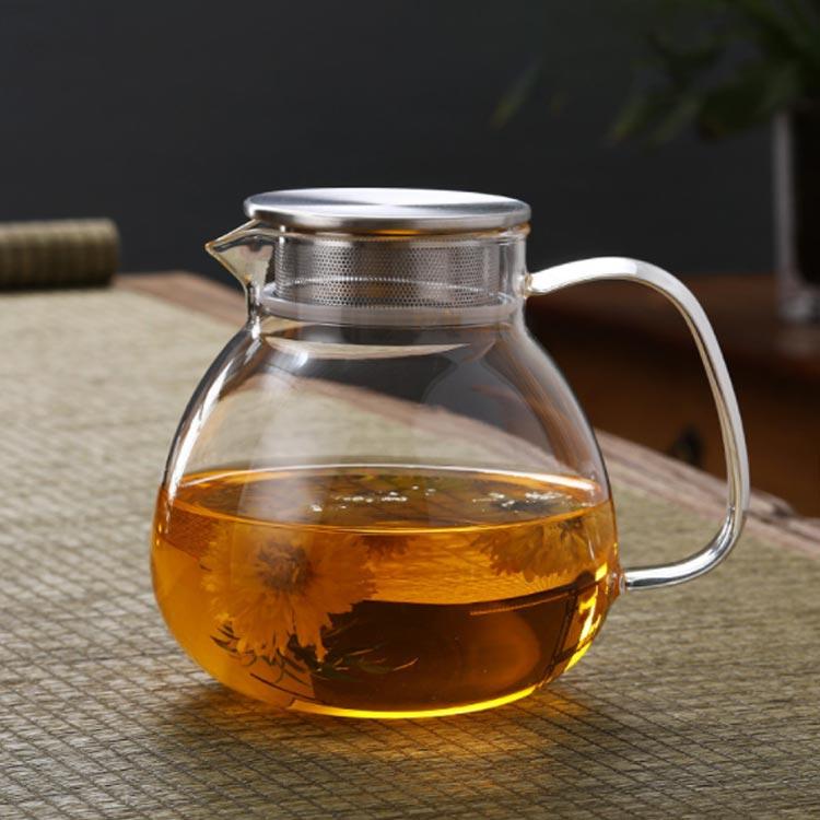 ティーポット 耐熱ガラス ステンレス蓋 茶こし付き 1000ml コーヒー