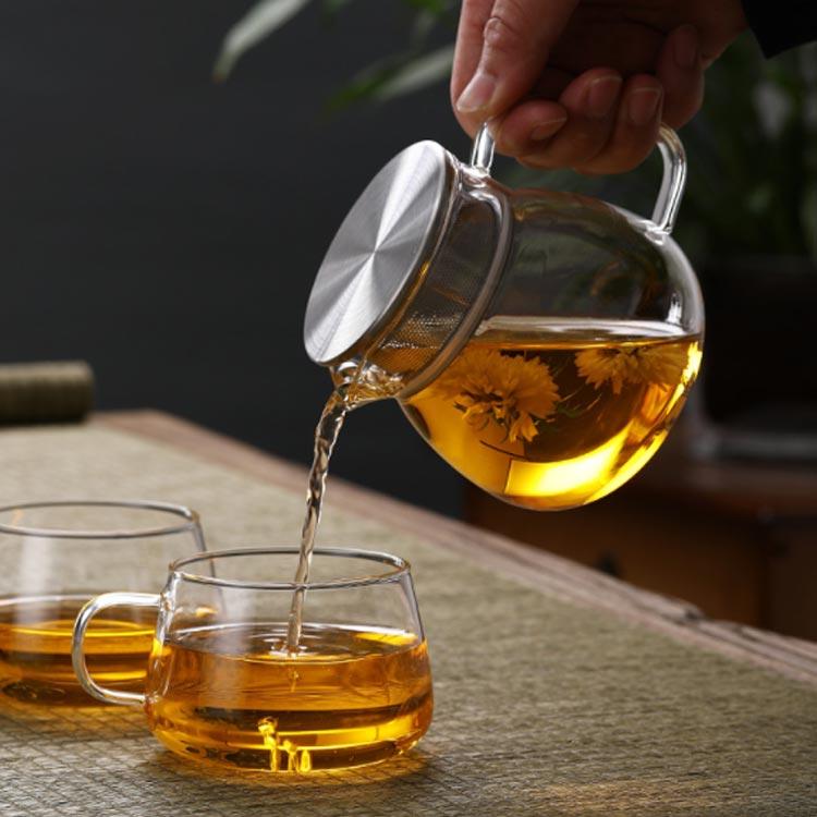 ティーポット 耐熱ガラス ステンレス蓋 茶こし付き 1000ml コーヒー