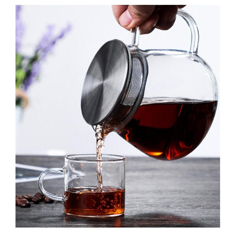 ティーポット 耐熱ガラス ステンレス蓋 茶こし付き 460ml コーヒー