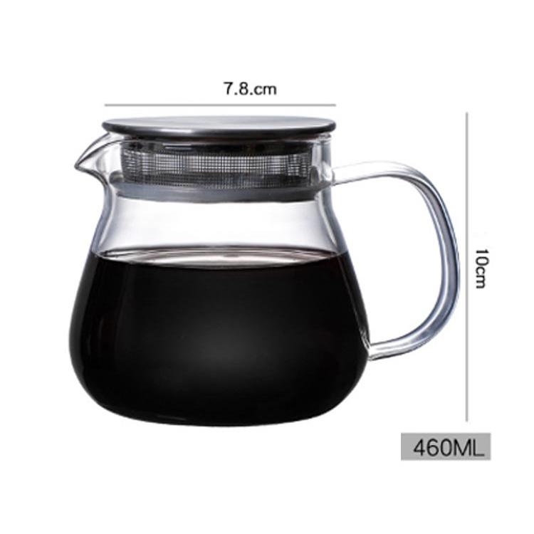 ティーポット 耐熱ガラス ステンレス蓋 茶こし付き 460ml コーヒー