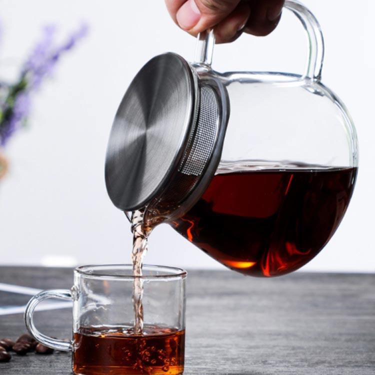 ティーポット 耐熱ガラス ステンレス蓋 茶こし付き 460ml コーヒー