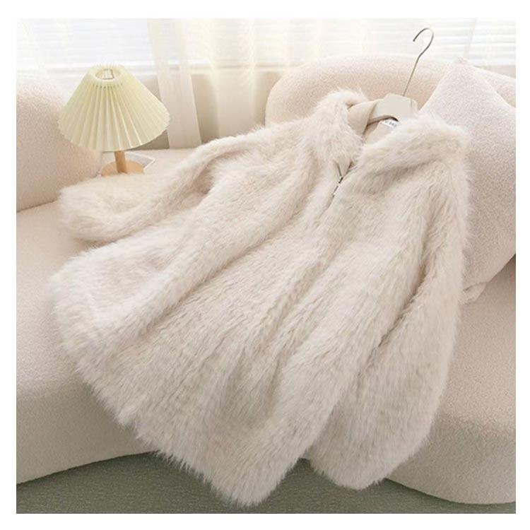 ファーコート エコファー 耳付き ジップアップ ジャケット フード付き