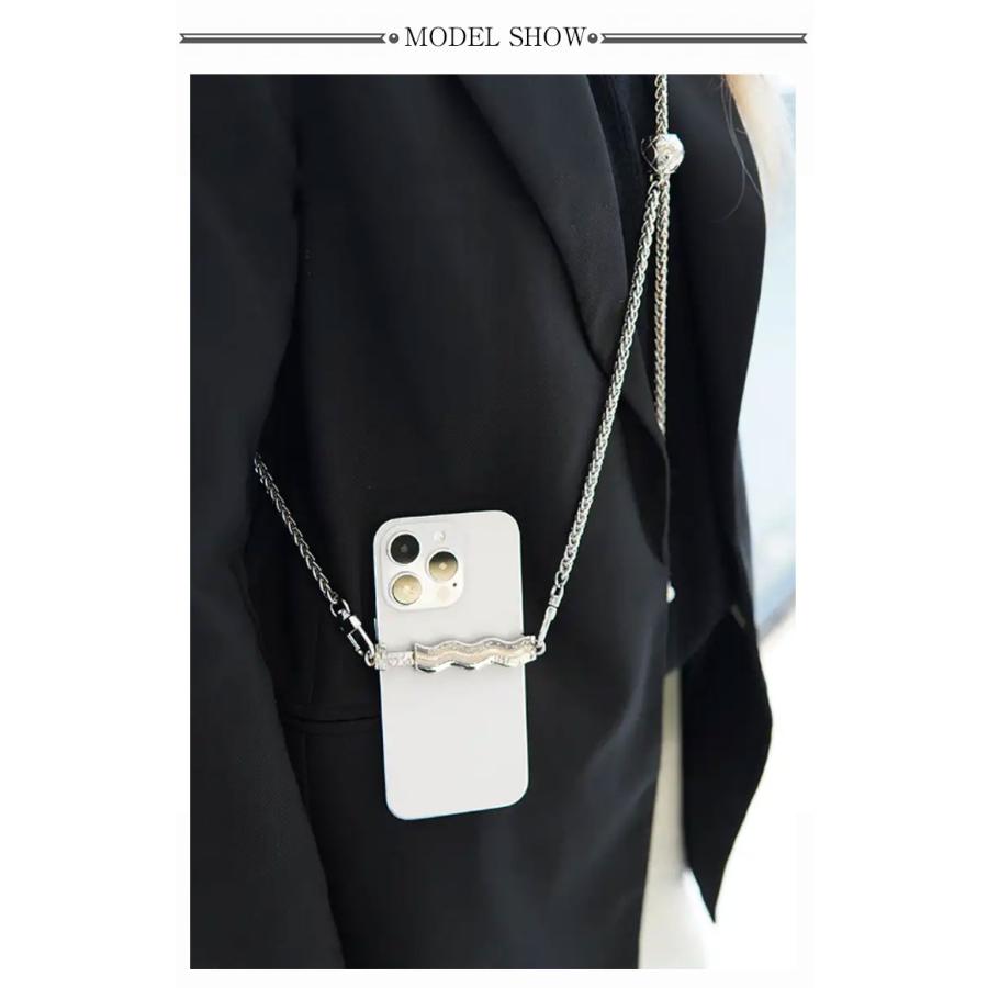 スマホショルダー スマホクリップ ストラップ チェーン レザー 全機種