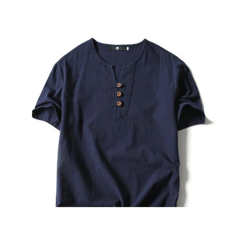 綿麻 tシャツ メンズ ヘンリーネックtシャツ 半袖 vネック コットン 無地 大きいサイズ シンプル おしゃれ 白tシャツ ヘンリーネック 夏 リネ |  | 17