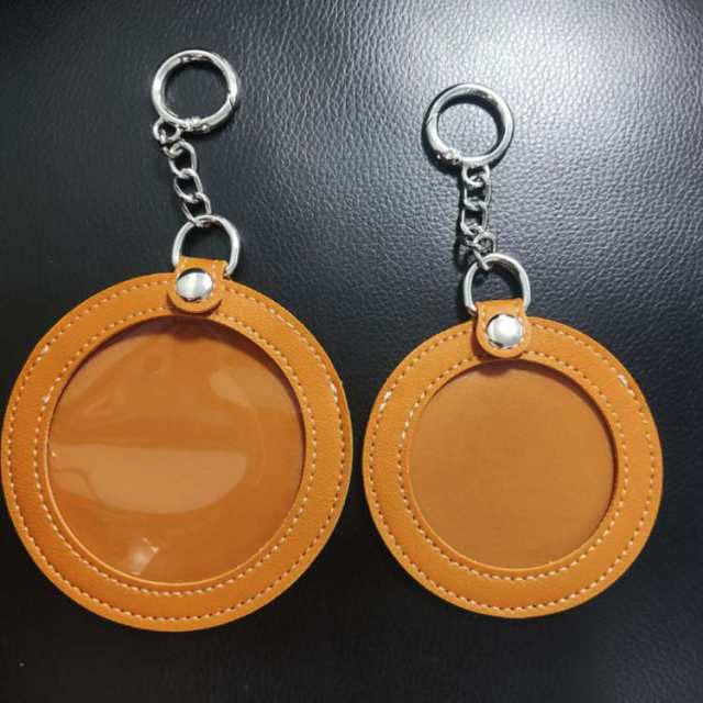 2枚セット】推し入れ 缶バッジカバー 58mm 75mm キーホルダー PUレザー
