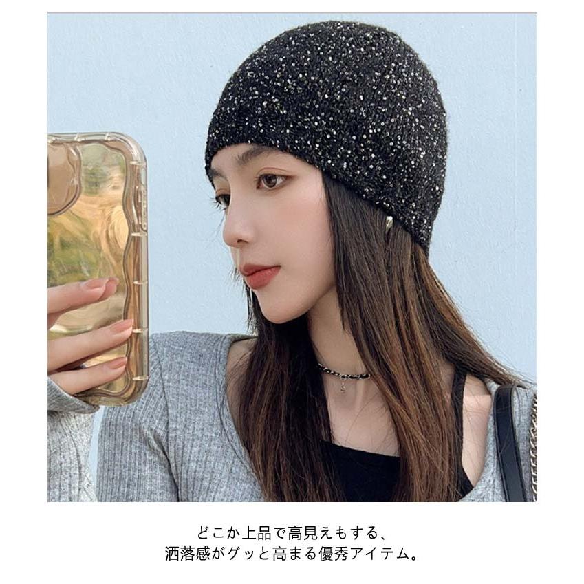 ラメニット帽 ニット帽 レディース 帽子 キラキラ きらきら 光沢 ラメ