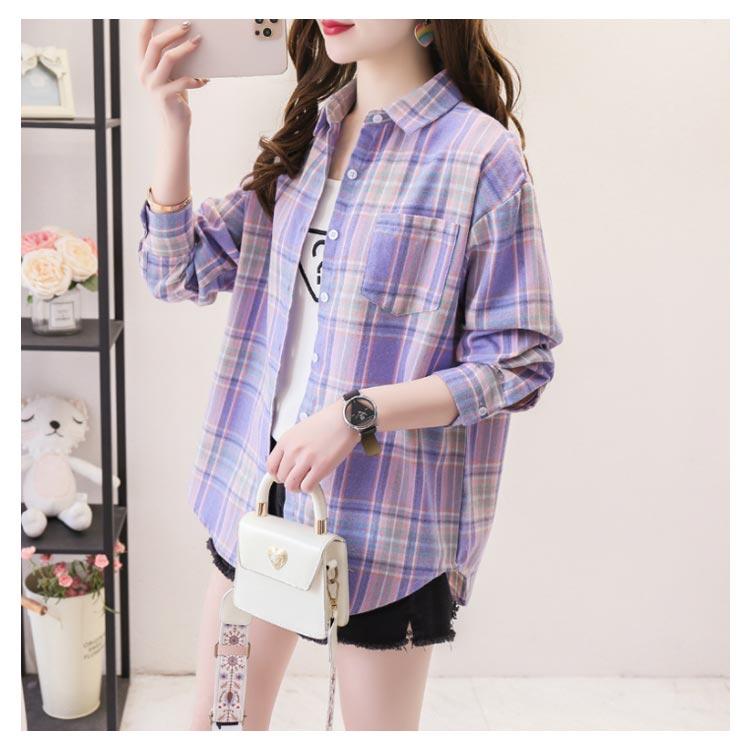 チェック柄 シャツ レディース 長袖シャツ 綿 チェックシャツ シャツ