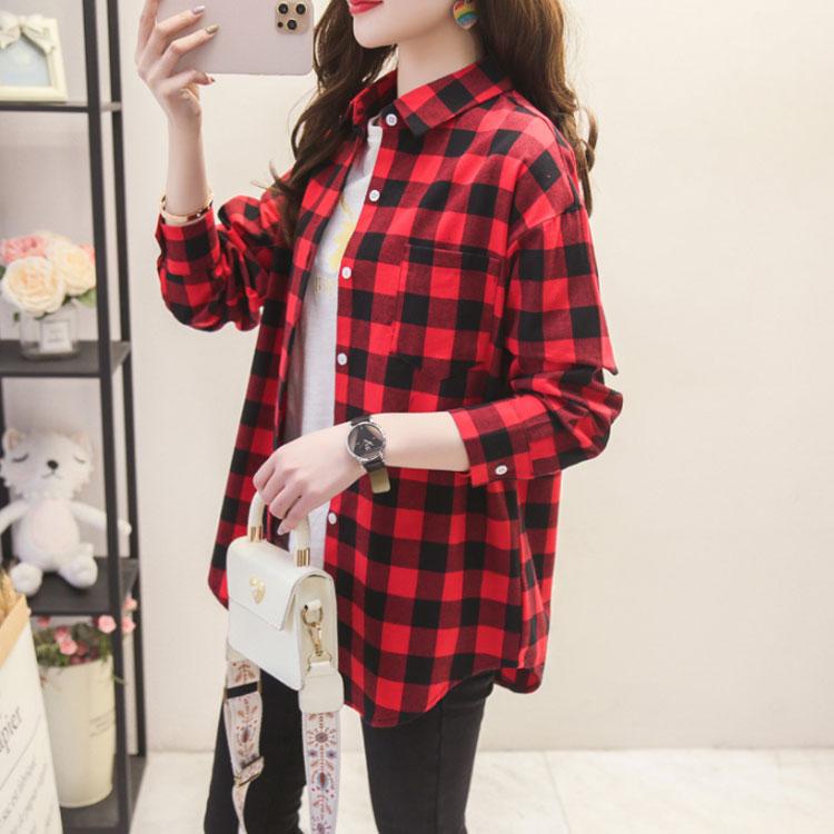 チェック柄 シャツ レディース 長袖シャツ 綿 チェックシャツ シャツ