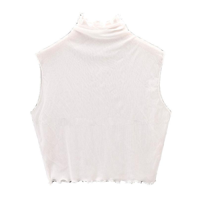 Theory 20aw モックネック異素材ノースリーブトップス シアー レースインナー 袖なし ノースリーブ トップス レディース