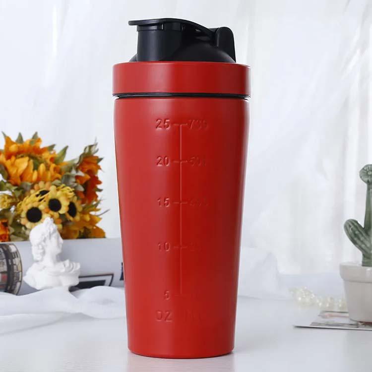 プロテインシェイカー ステンレス製 大容量 750ml 目盛り付き