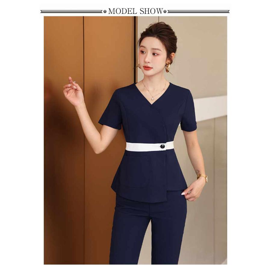 ユニフォーム エステ サロン制服 上下セット レディース 女性 おしゃれ