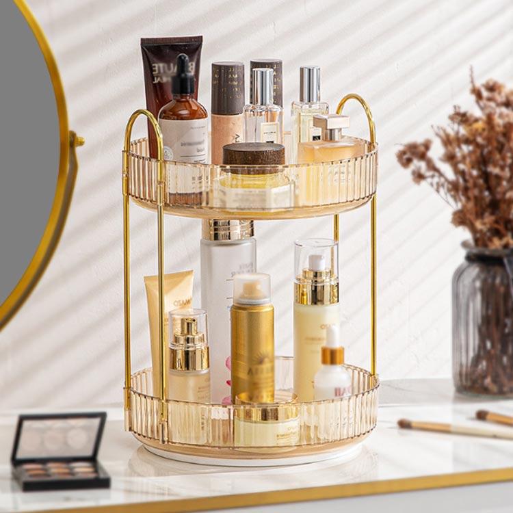 ❤メイクコスメをお洒落なインテリアに♪❤超大容量で大収納❣回転式✨メイクボックス コスメボックス 大容量 2段 360° 回転式 メイクボックス コスメ