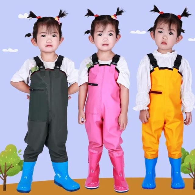 遊び 女の子 ブーツ付き 長靴一体 田んぼ 子供用 プレイウェア キッズ