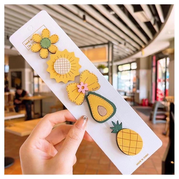 【パイナップル柄リボン】ベビーヘアクリップ　キッズヘアクリップ　ヘアピン パイナップル柄リボン】ベビーヘアクリップキッズヘアクリップ